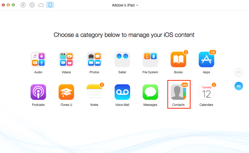 How to Sync contacts from iPad Air/mini to Computer – Step 2