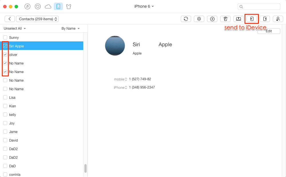 Copy Contacts from iPhone 5/5s/6/6s to iPhone 7 with AnyTrans – Step 3