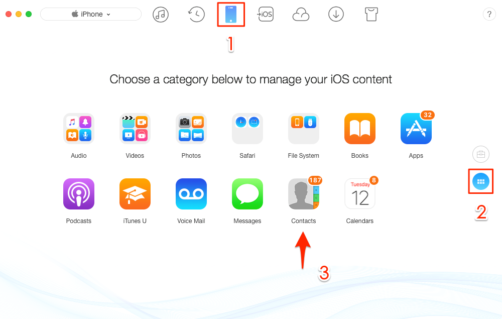 How to Transfer Contacts from iPhone X/8 to Computer – Step 1