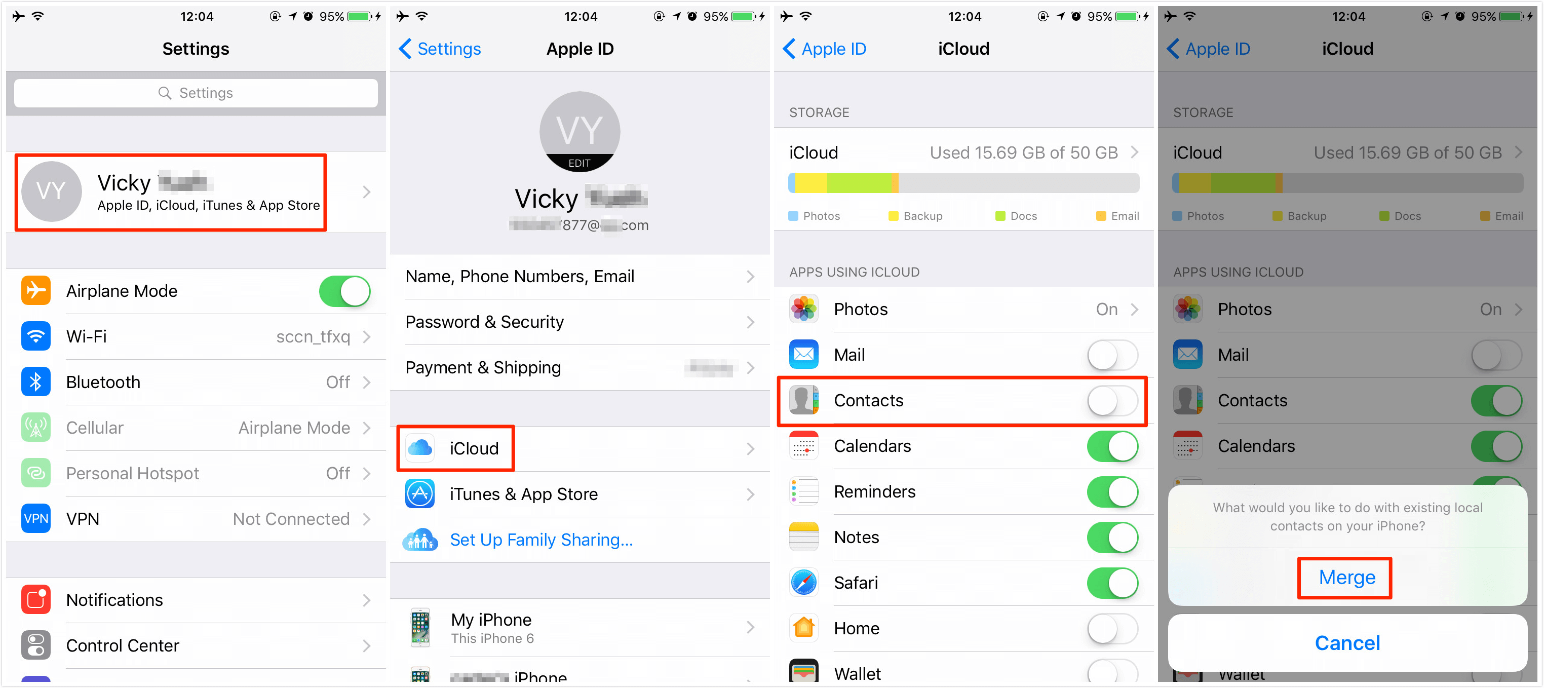 How to transfer iPhone contacts between cloud accounts?