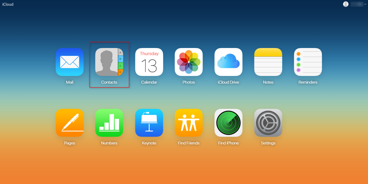 Transfer Contacts from PC to iCloud via icloud.com - Step 2