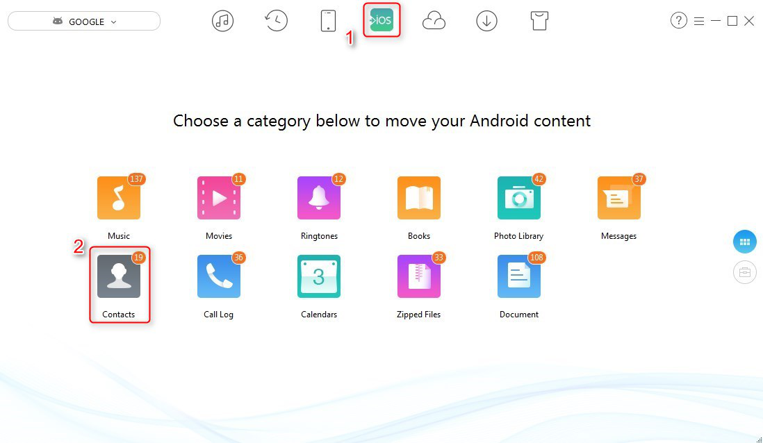 How to Transfer Contacts from Samsung Note to iPhone - Step 1