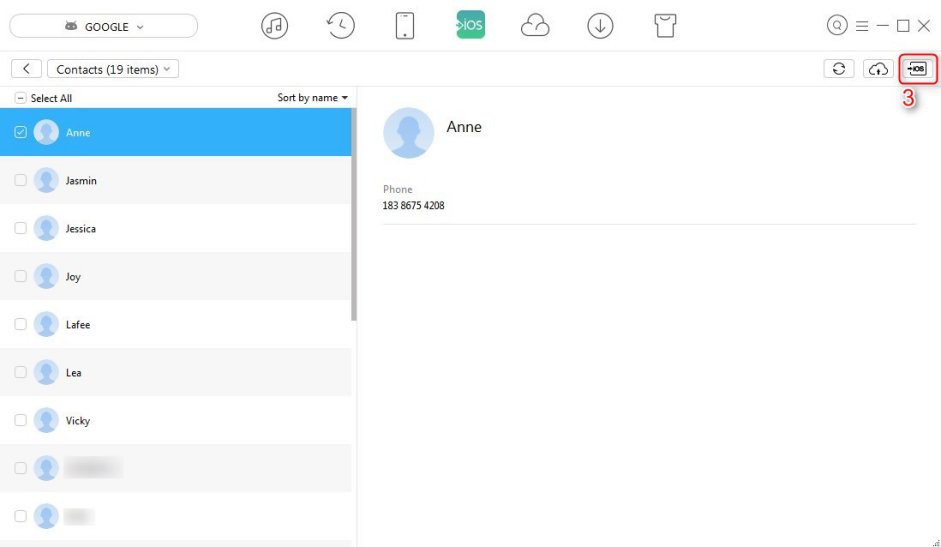 How to Transfer Contacts from Samsung Note to iPhone - Step 2