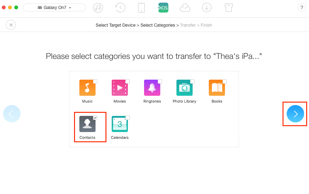 How to Transfer Contacts from Samsung to iPad – Step 3