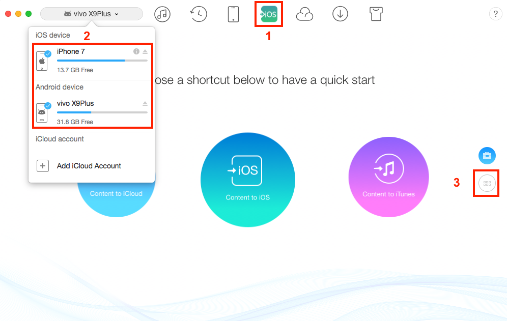 How to Transfer Data from Android to iPhone Selectively - Step 1