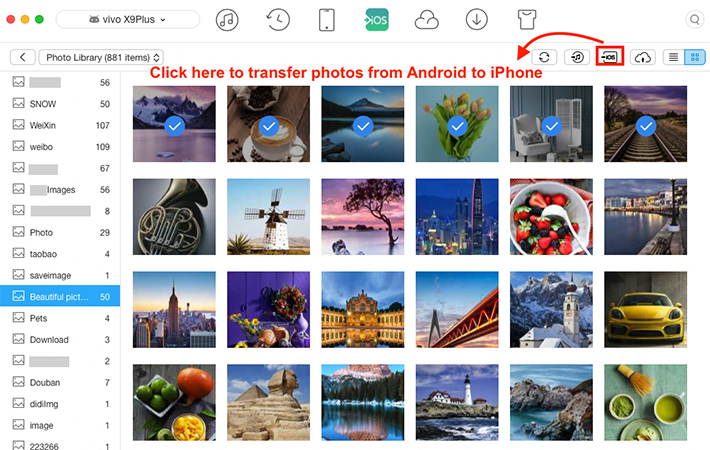 How to Transfer Data from Android to iPhone Selectively - Step 3