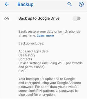 Transfer Data Through Google Backup