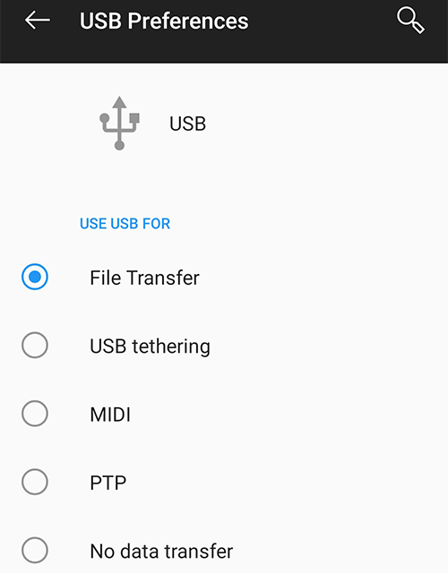 Choose A USB Connection Purpose