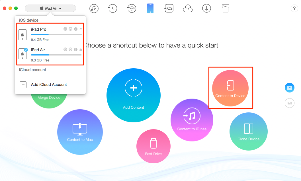 Transfer Data from iPad to Another with AnyTrans – Step 1