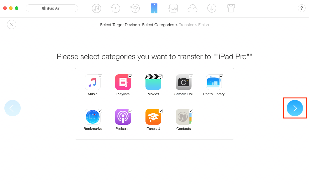 Transfer Data from iPad to iPad with AnyTrans – Step 3