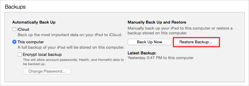 Transfer Data from iPad to iPad with iTunes