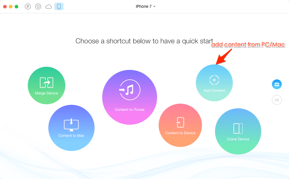 Copy Files from PC or Mac to iPhone 7 with AnyTrans