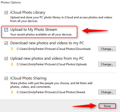 Transfer Photos from My Photo Stream to PC via iCloud Control Panel - Step 2