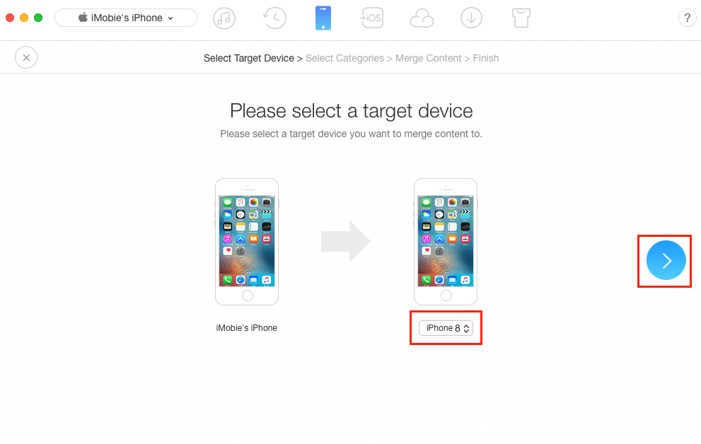 How to Transfer iMessages from iPhone iPad to iPhone 8 (Plus)/X - Step 2