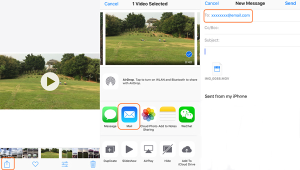 Share iPhone Videos to Android with Email