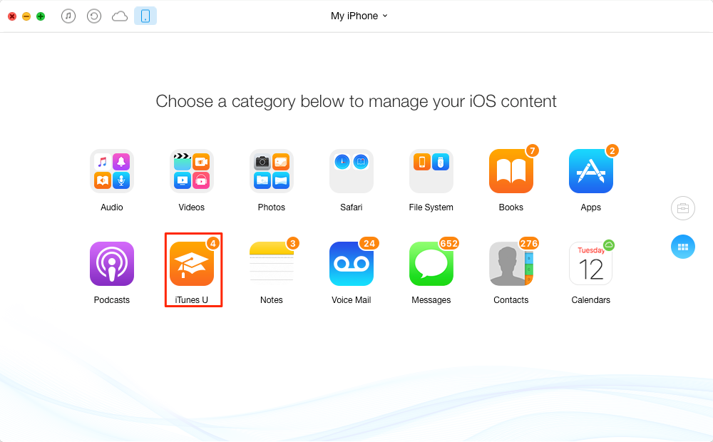 How to Transfer iTunes U from iPhone to Computer – Step 1