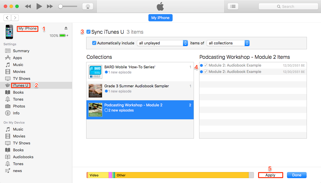 How to Transfer iTunes U from iTunes to iPhone – Step 2