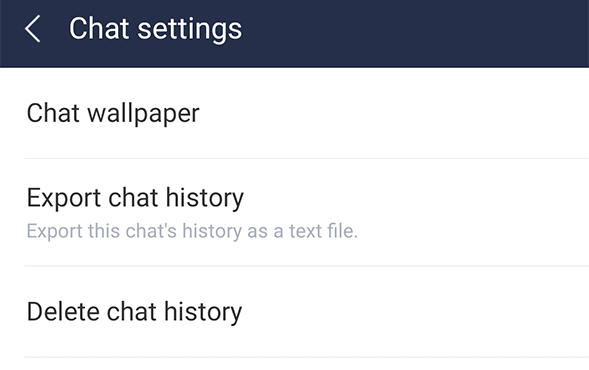 Export the chat history as a plain text file