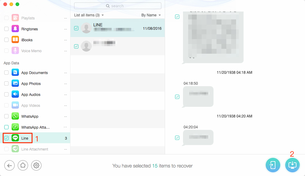 Transfer LINE Chat Log from iPhone to Computer – Step 2