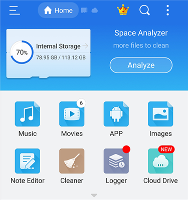 Access the Music section in ES File Explorer