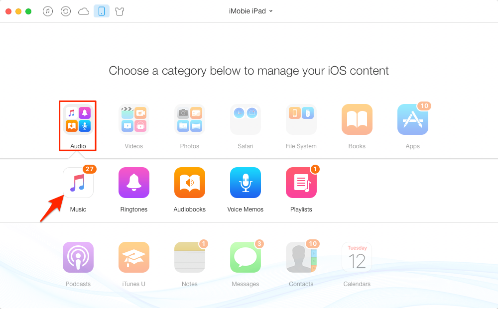 How to Transfer Music from iPad to Computer with AnyTrans - Step 2