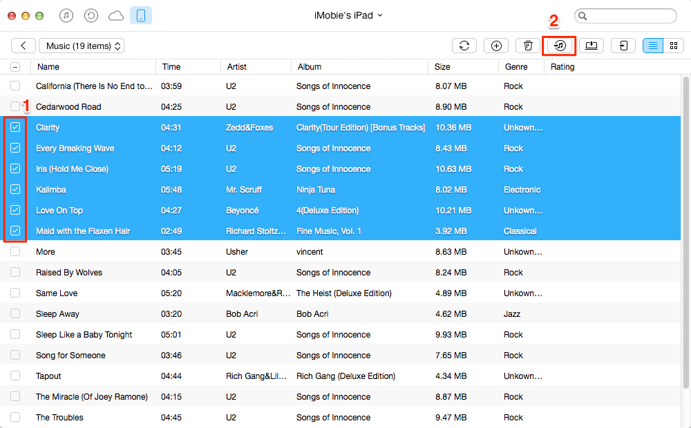 How to Transfer Music from iPad to iTunes with AnyTrans - Step 3