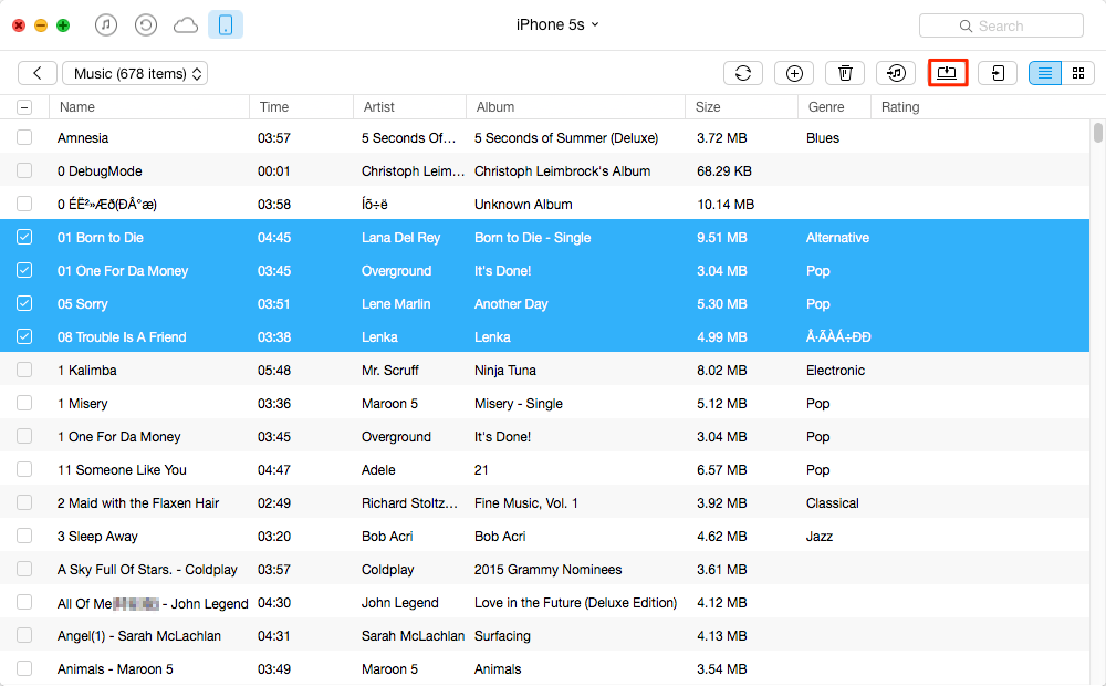 How to Transfer Music from iPhone 5s to Computer – Step 2