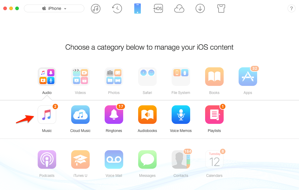 How to Transfer Music from iPhone 8 to Mac – Step 2
