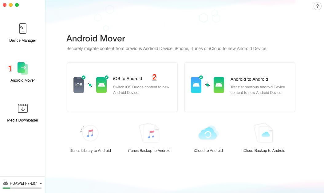 Select the Android Mover function