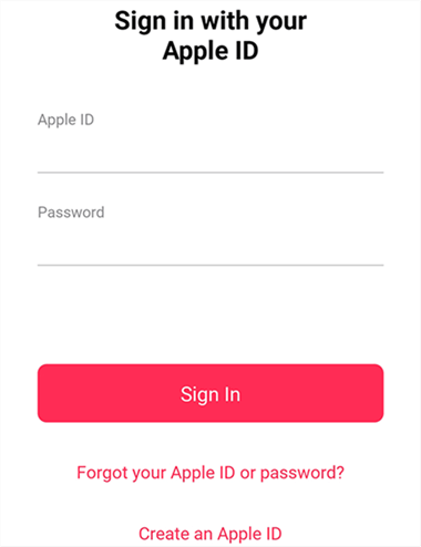Log-in to your Apple Account in Apple Music on Android