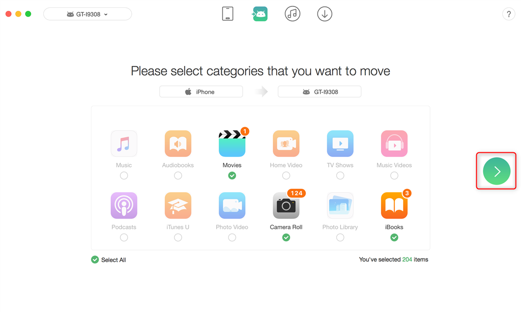 How to Transfer Music from iPhone to Samsung Galaxy S5/S6 – Step 2