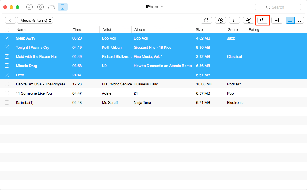 How to Transfer Music from iPhone to Samsung Galaxy S5/S6 – Step 3