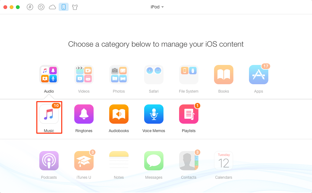 How to Transfer Music from iPod to iPod with AnyTrans - Step 2