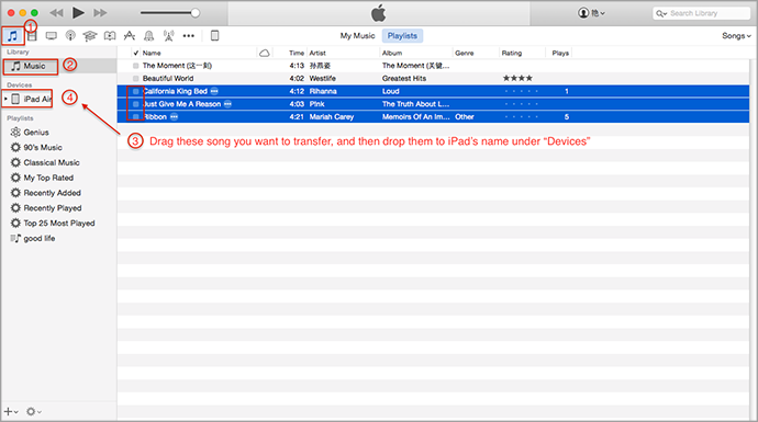 How to Sync Music from iTunes to iPad Air/Mini – Step 3