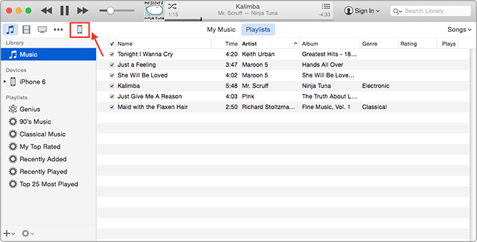 Transfer Music from iTunes to iPhone with iTunes – Step 1