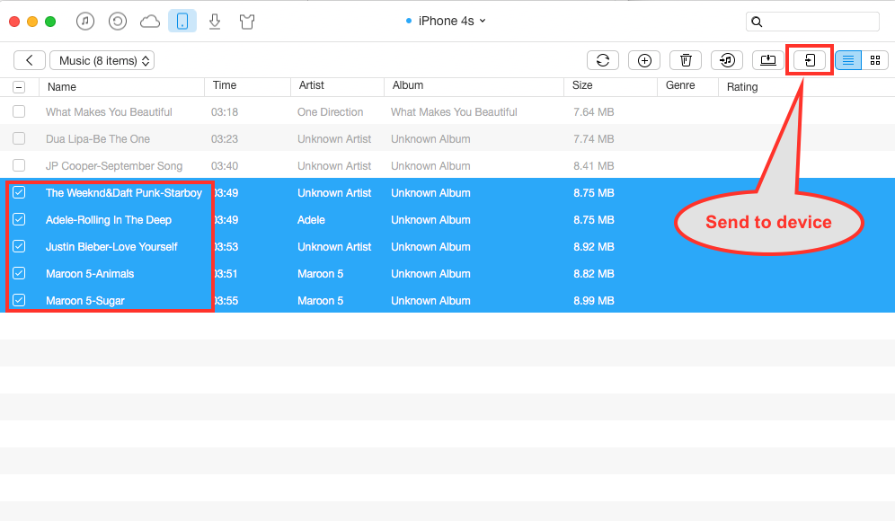 Transfer Music from Old iPhone to iPhone 5c with AnyTrans – Step 3