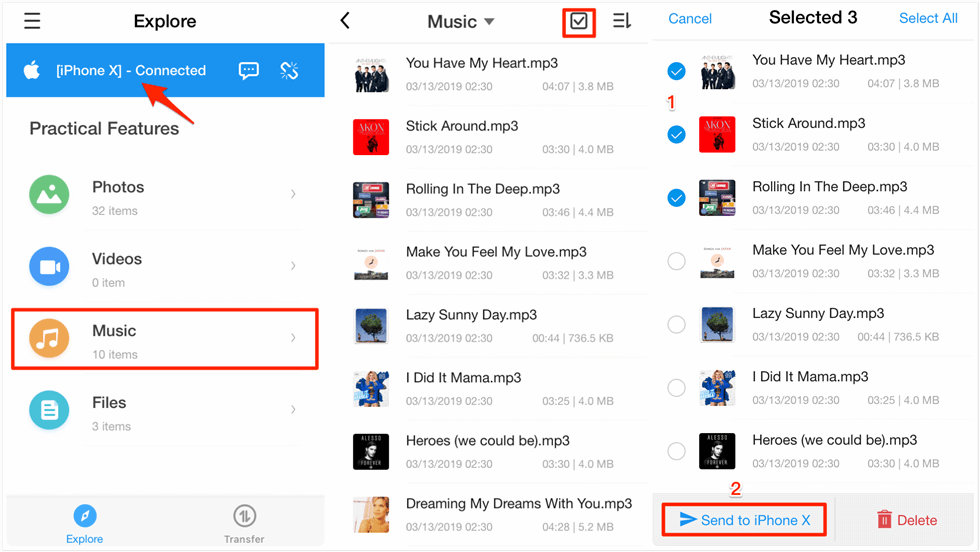 Select Music Files to Send to iPhone
