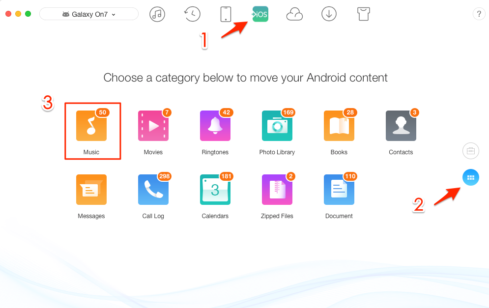 How to Transfer Music from Samsung to iPhone – Step 2