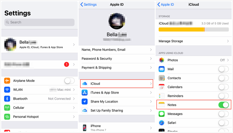 Transfer Notes from iPhone to Computer via iCloud - Step 1