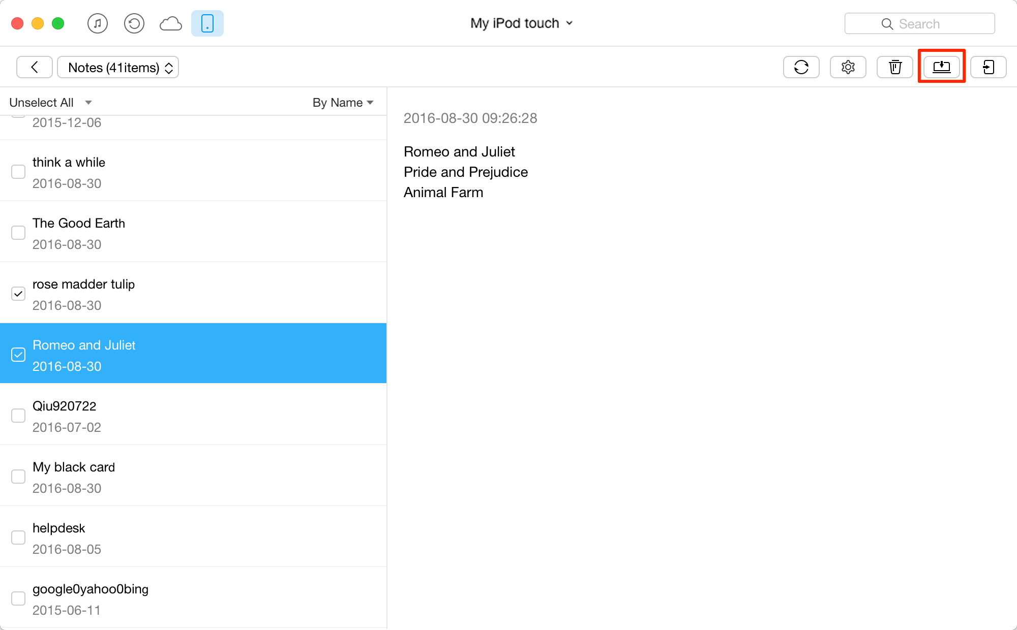 Transfer Notes from iPod to Computer with AnyTrans – Step 3
