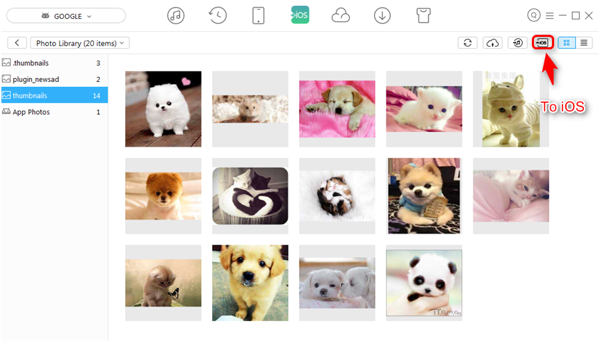 How to Transfer Photos from Android to iPad - Step 2