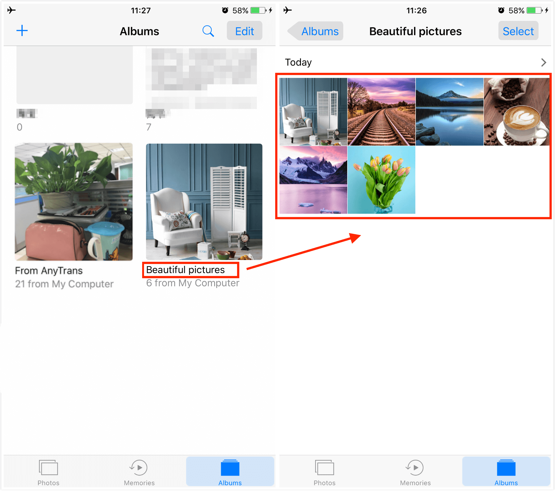 Check the Transferred Photos on Your iPhone
