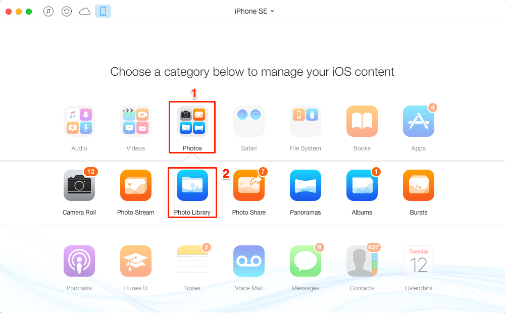 Transfer Photos from Mac Computer to iPhone SE with AnyTrans – Step 2