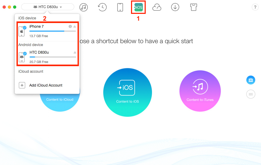 Transfer Photos from THC to iPhone with AnyTrans - Step 1