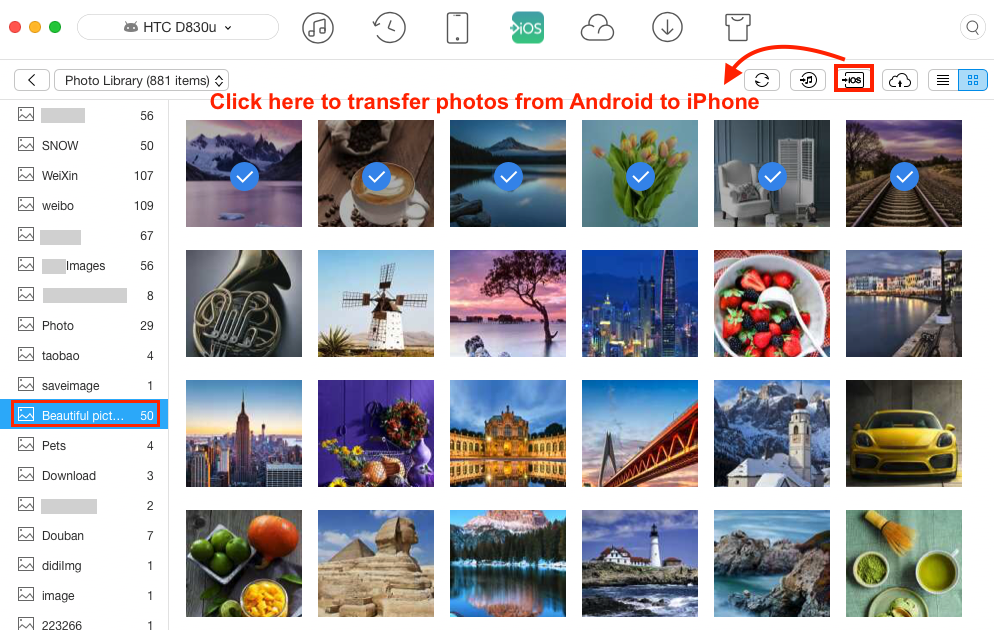 Transfer Photos from HTC to iPhone with AnyTrans - Step 3