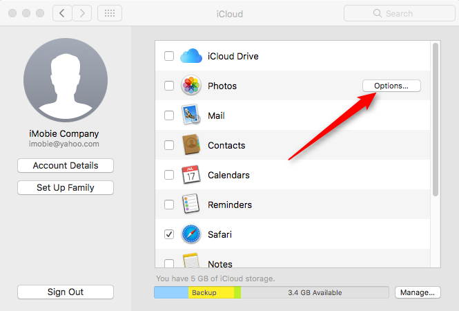 Transfer Photos from iCloud Photo Library to Mac Through iCloud Preference Panel - Step 1