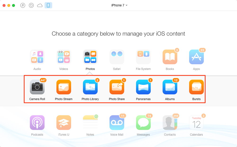 Transfer Multiple/Selected Photos from iPhone 7 to iPad with AnyTrans