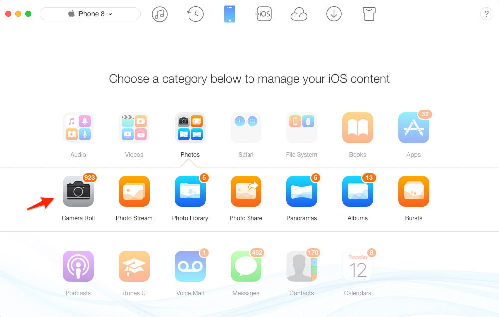 How to Download Photos from iPhone 8 to Mac – Step 2