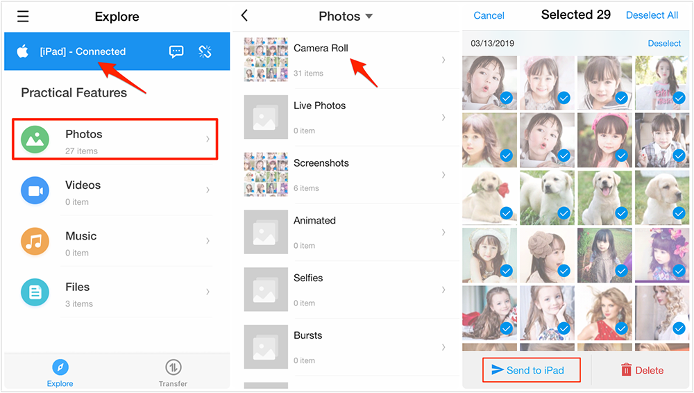 Transfer Photos from iPhone to iPad Wirelessly