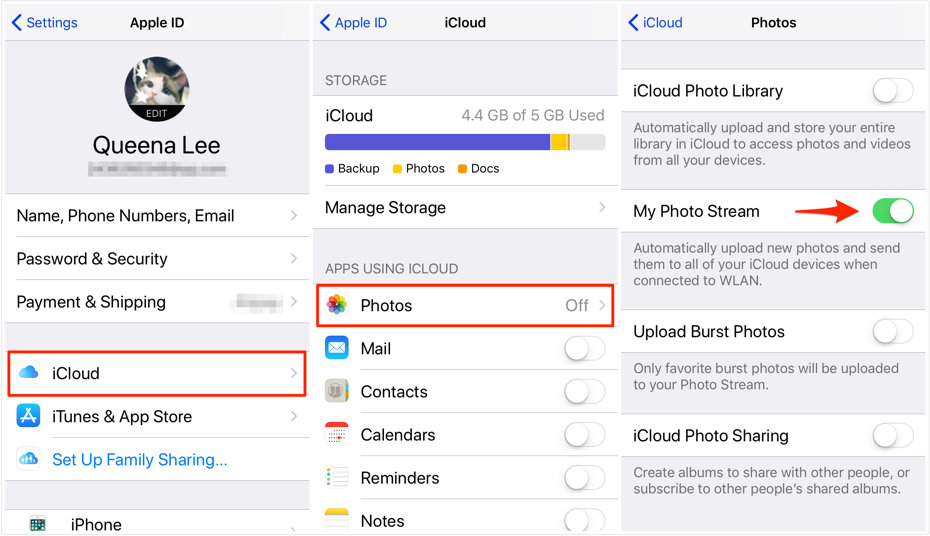 Method 2: Import photos from iPhone to iPad with iCloud
